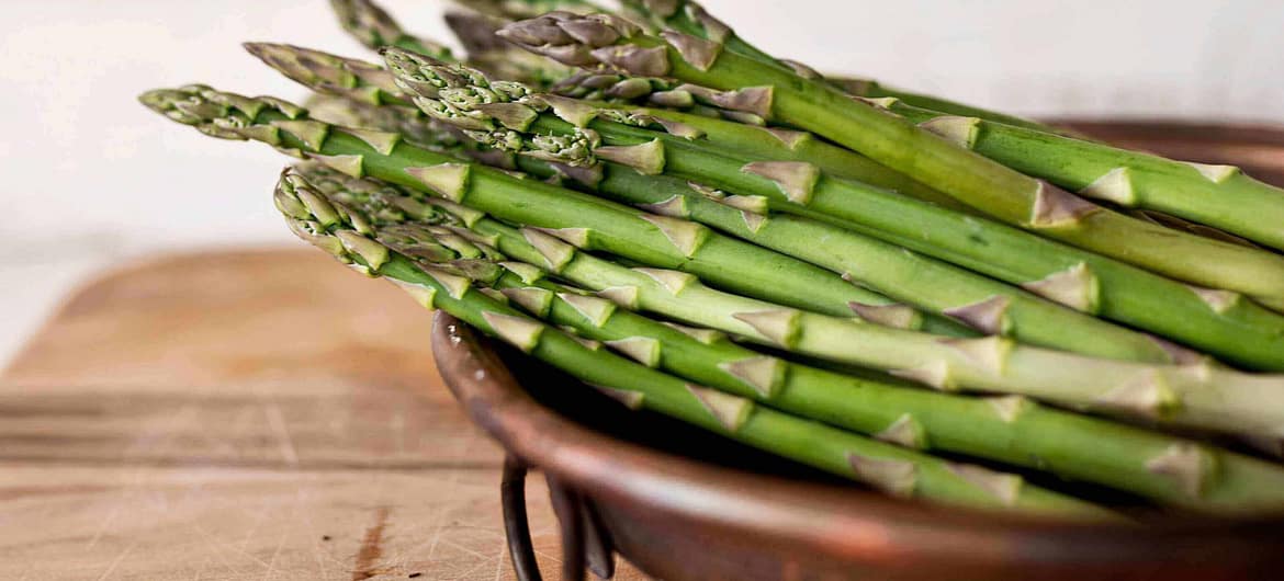 Asparagus in a metal container